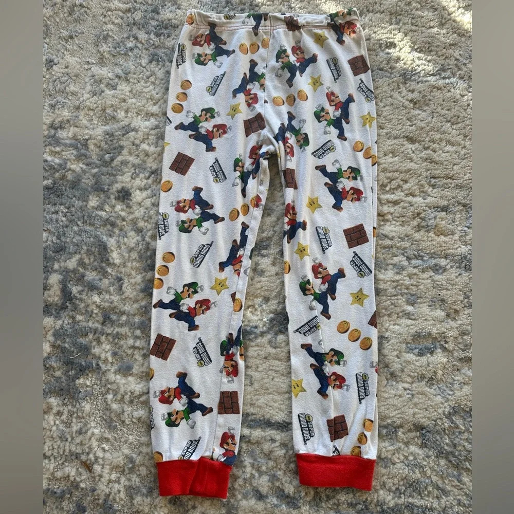 Super Mario Bros Boys Pajama Pants Red Cuff Sleepwear Size 10